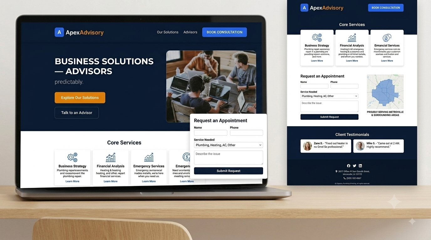 Screenshot of the Apex Advisory Consultancy demo site
